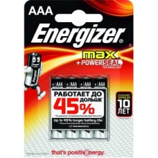Элемент питания LR03 AAA Energizer MAX  Alkaline 4 штуки в блистере