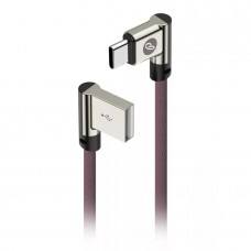 Кабель OLMIO USB 2.0 - USB type-C, 1м, угловой, тканевая оплетка, цвет марсала