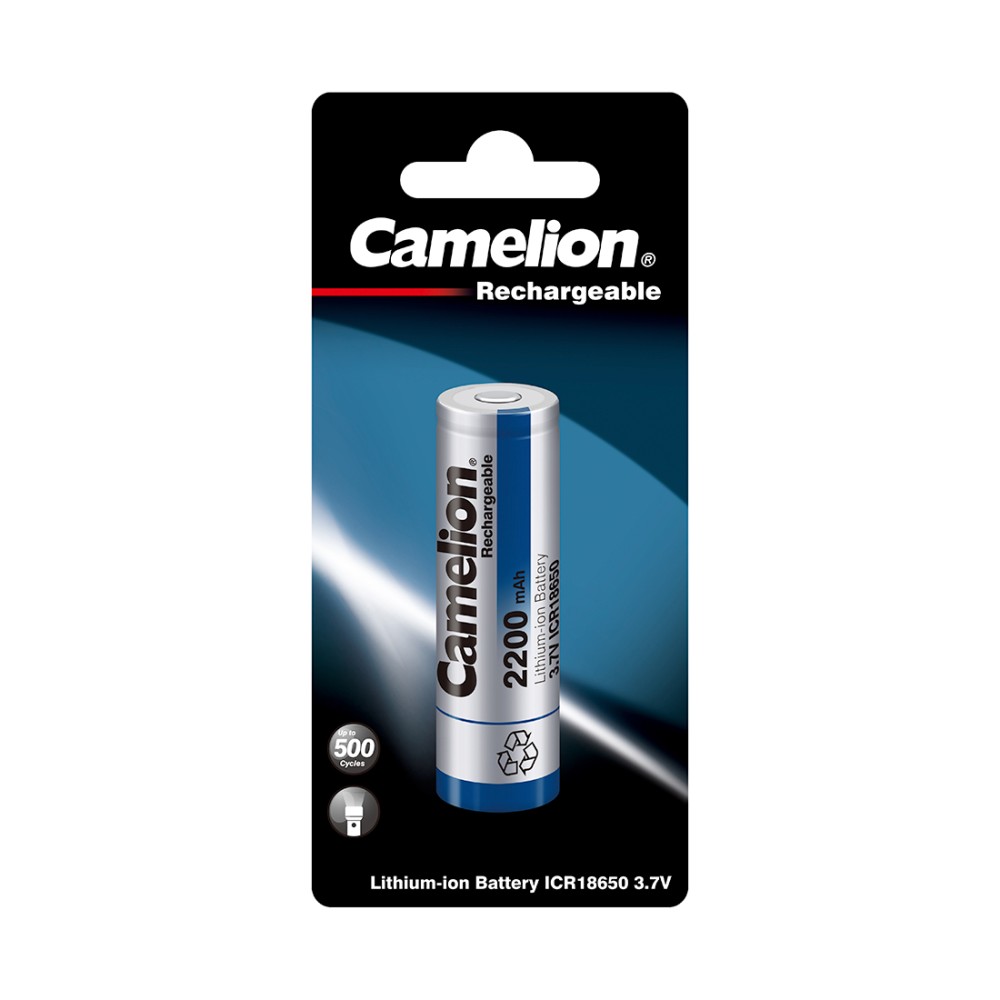 Аккумулятор CAMELION Lithium ICR18650F-22-BP 2200 mAh 1 шт. в блистере