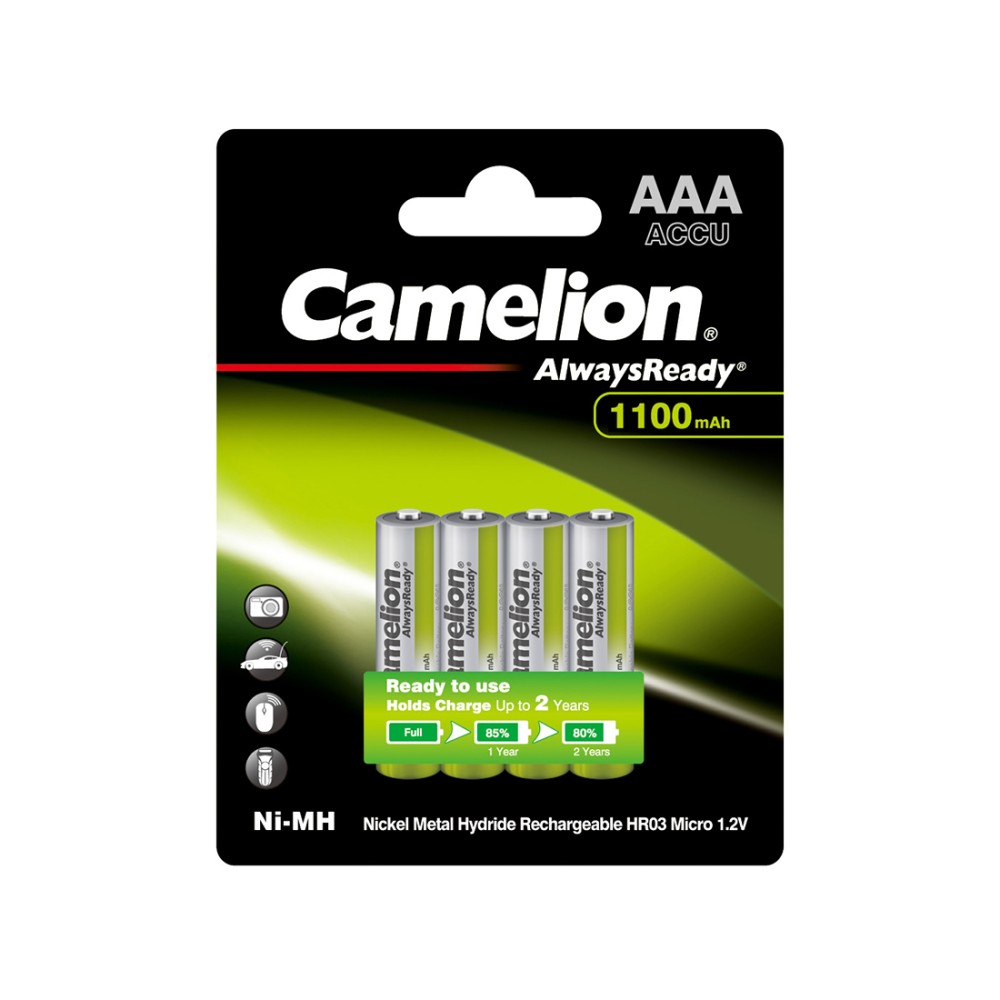 Аккумулятор CAMELION AlwaysReady Ni-MH Rechargeable NH-AAA1100ARBP4 4 шт. в блистере