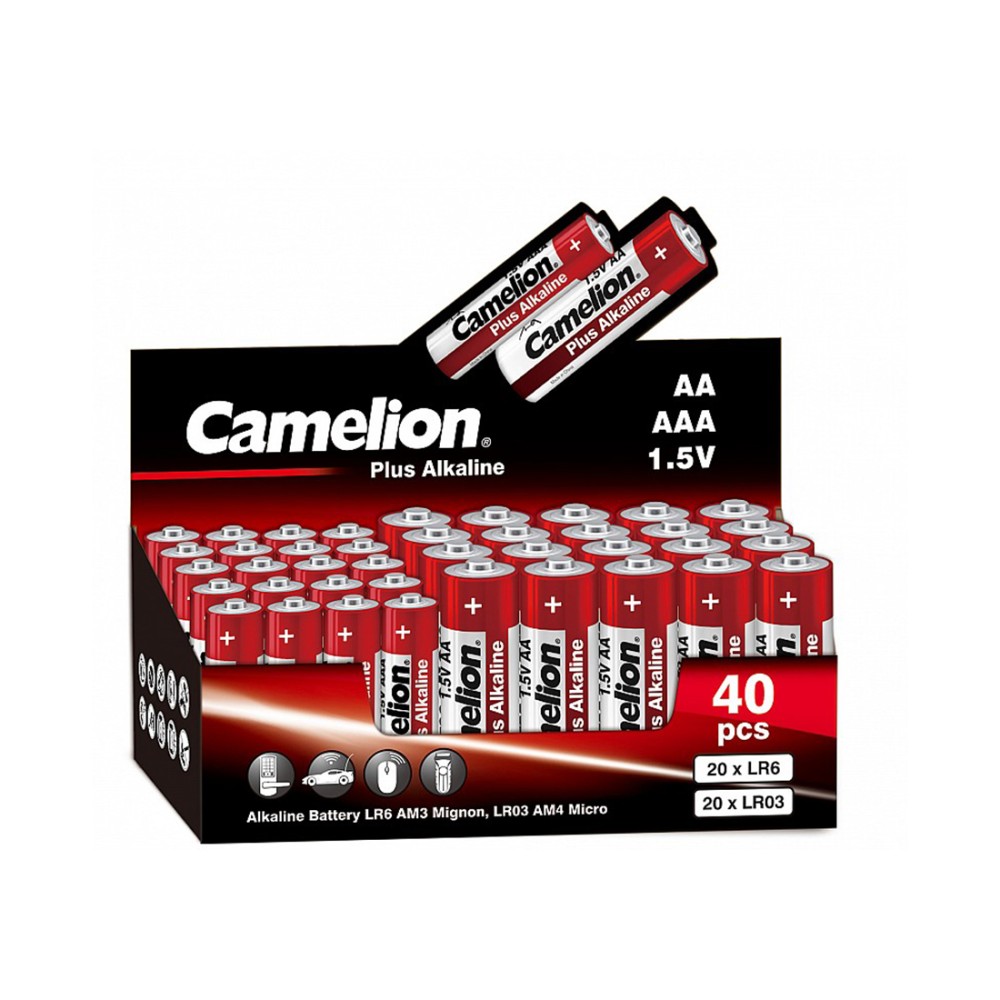 Батарейка CAMELION Plus Alkaline 20LR6+20LR03-SP4-CB 40 шт. в упак.