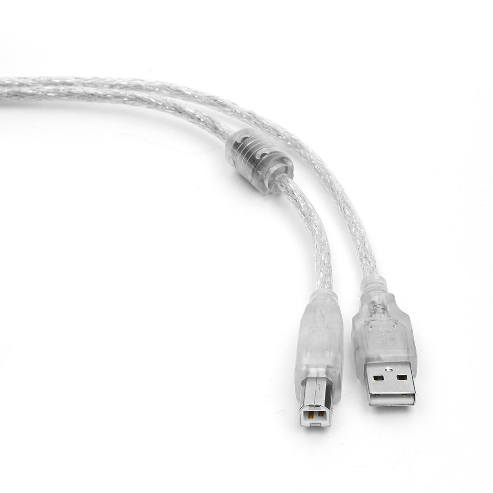 Кабель USB 2.0 Pro Cablexpert CCF-USB2-AMBM-TR-10, AM/BM, 3м, экран, феррит.кольцо, прозрачный, пакет