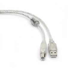 Кабель USB 2.0 Pro Cablexpert CCF-USB2-AMBM-TR-6, AM/BM, 1,8м, экран, феррит.кольцо, прозрачный, пакет Кабель USB 2.0 Pro Cablexpert CCF-USB2-AMBM-TR-6, AM/BM, 1,8м, экран, феррит.кольцо, прозрачный, пакет