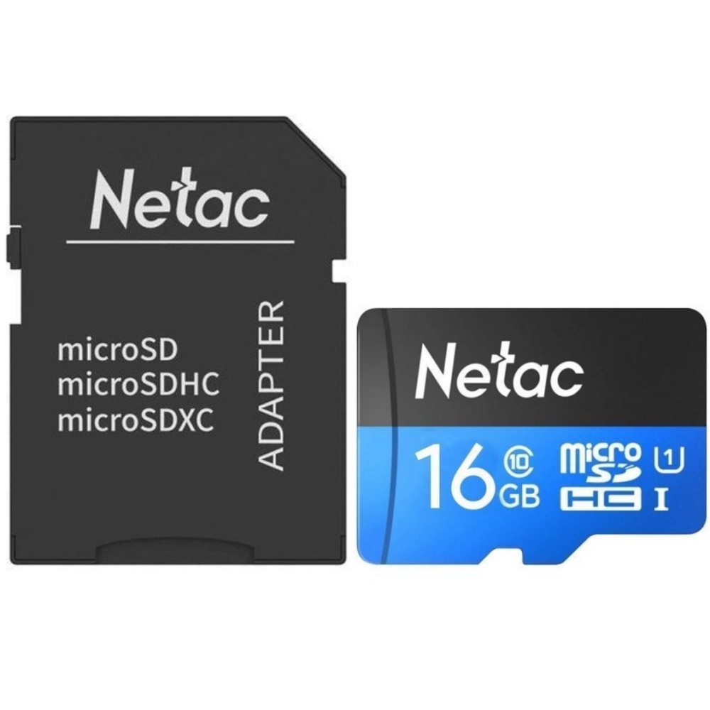 Карта памяти MicroSD 16GB Class 10 U1 Netac P500 NT02P500STN-016G-R с адаптером SD Карта памяти MicroSD 16GB Class 10 U1 Netac P500 NT02P500STN-016G-R с адаптером SD