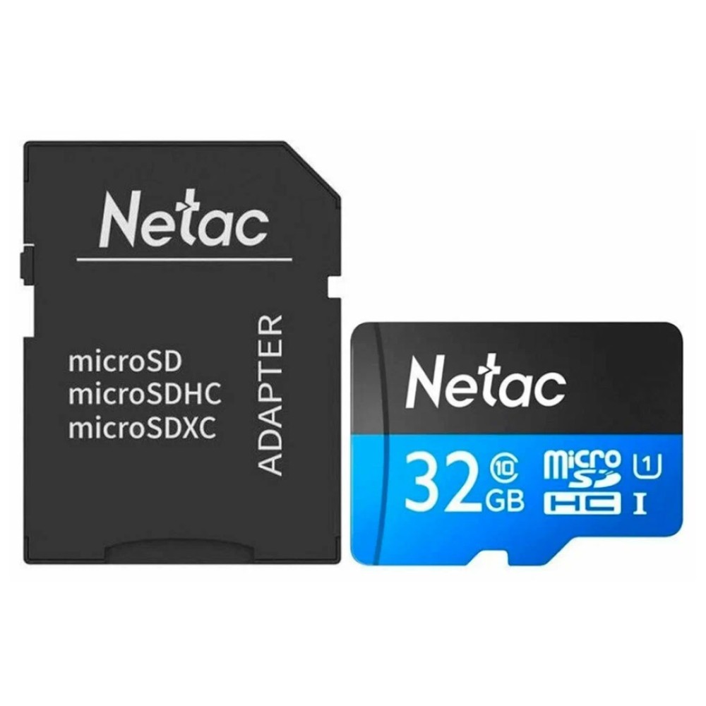 Карта памяти MicroSD 32GB Class 10 U1 Netac P500 NT02P500STN-032G-R с адаптером SD Карта памяти MicroSD 32GB Class 10 U1 Netac P500 NT02P500STN-032G-R с адаптером SD
