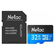 Карта памяти MicroSD 32GB Class 10 U1 Netac P500 NT02P500STN-032G-R с адаптером SD