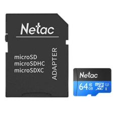 Карта памяти MicroSD 64GB Class 10 U1 Netac P500 NT02P500STN-064G-R с адаптером SD