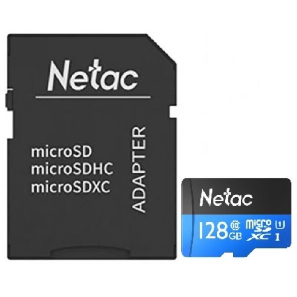Карта памяти MicroSD 128GB Class 10 U1 Netac P500 NT02P500STN-128G-R с адаптером SD Карта памяти MicroSD 128GB Class 10 U1 Netac P500 NT02P500STN-128G-R с адаптером SD