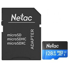 Карта памяти MicroSD 128GB Class 10 U1 Netac P500 NT02P500STN-128G-R с адаптером SD