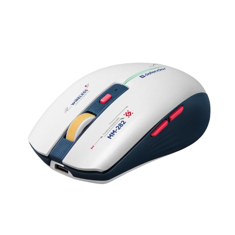 Мышь игровая беспроводная Defender Dila MM-282 белый + синий Мышь игровая беспроводная Defender Dila MM-282 белый + синий