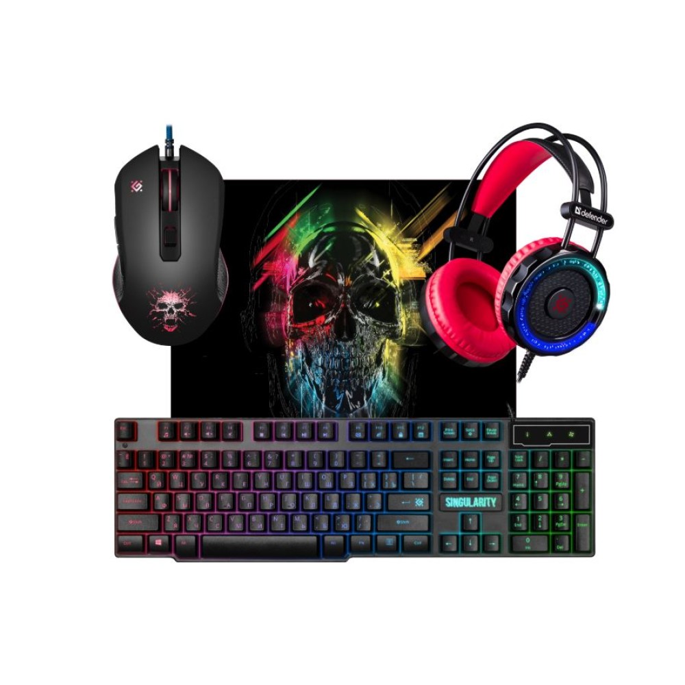 Комплект игровой Defender Singularity MKP-118 мышь+клавиатура+гарнитура+ков. черный Комплект игровой Defender Singularity MKP-118 мышь+клавиатура+гарнитура+ков. черный