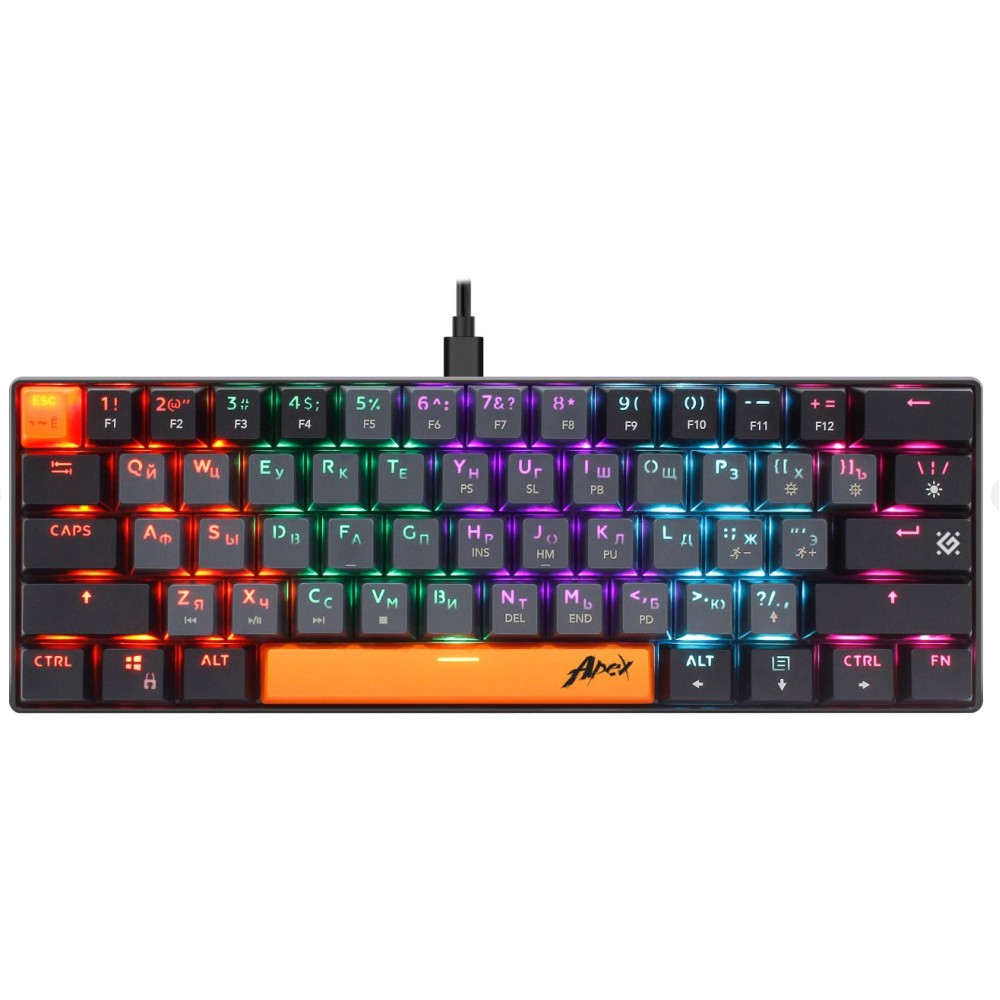 Клавиатура игровая механическая Defender Apex GK-002 RU серый Клавиатура игровая механическая Defender Apex GK-002 RU серый