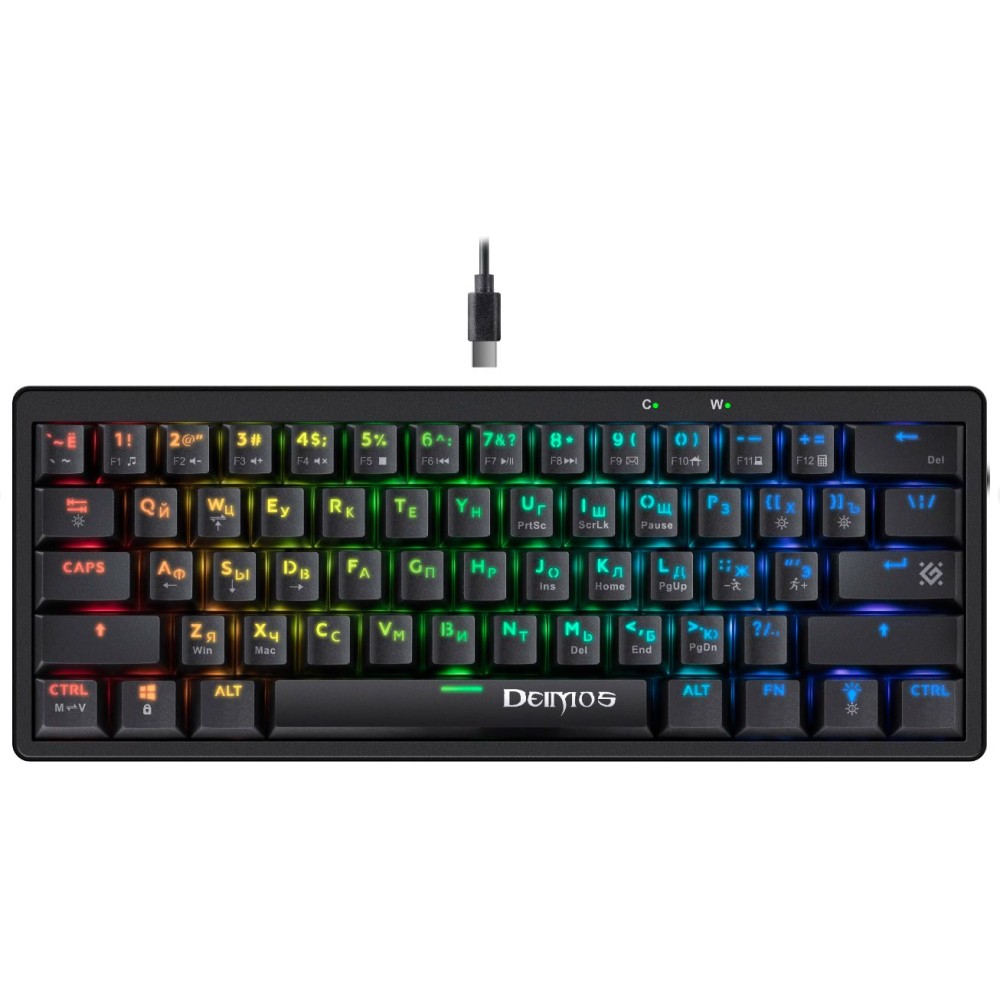 Клавиатура игровая механическая Defender Deimos GK-303 RU,RGB черный Клавиатура игровая механическая Defender Deimos GK-303 RU,RGB черный