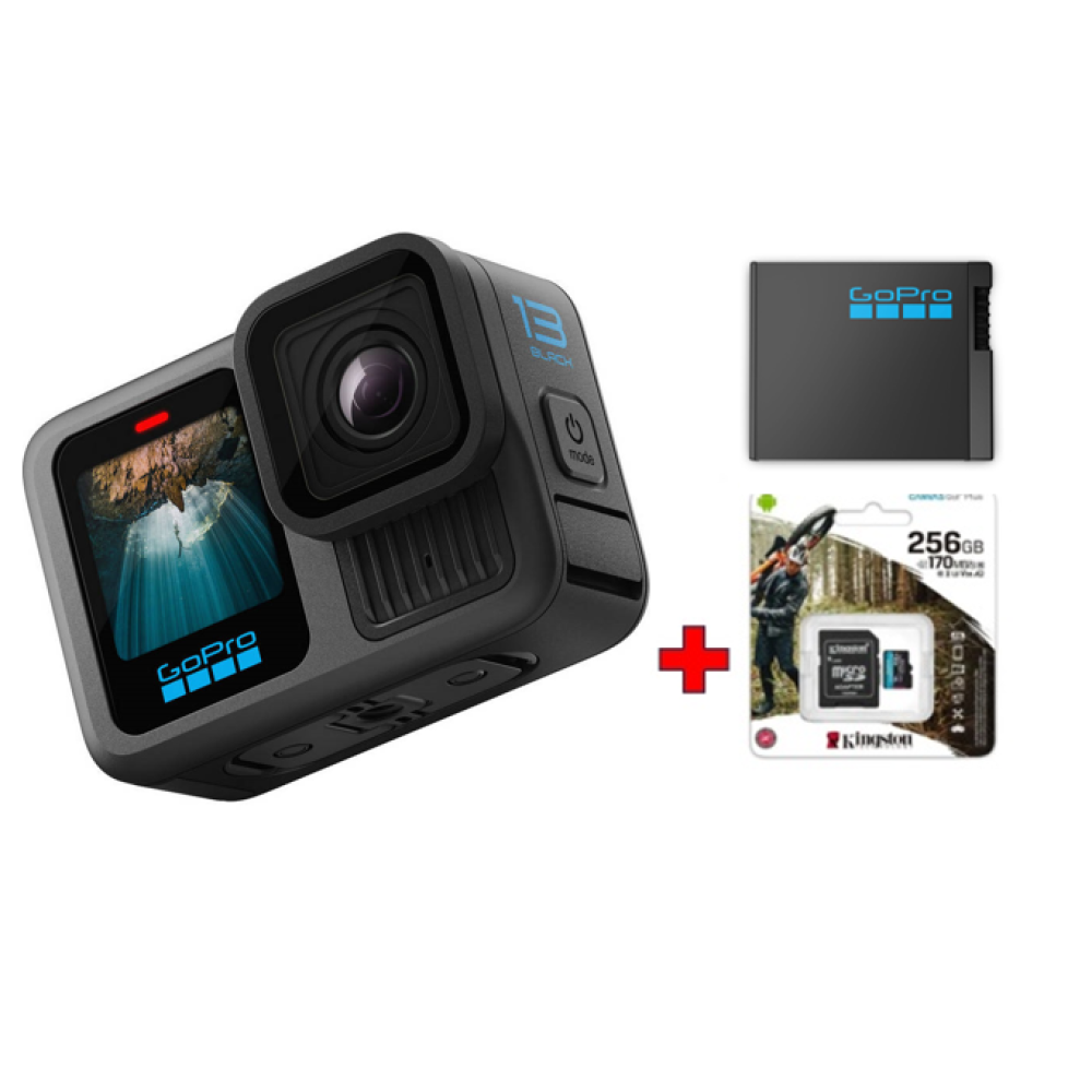 Экшн-камера GoPro CHDHX-131-RW HERO 13 Black + microSD 256GB Kingston SDCG3/256GB + аккум. Enduro