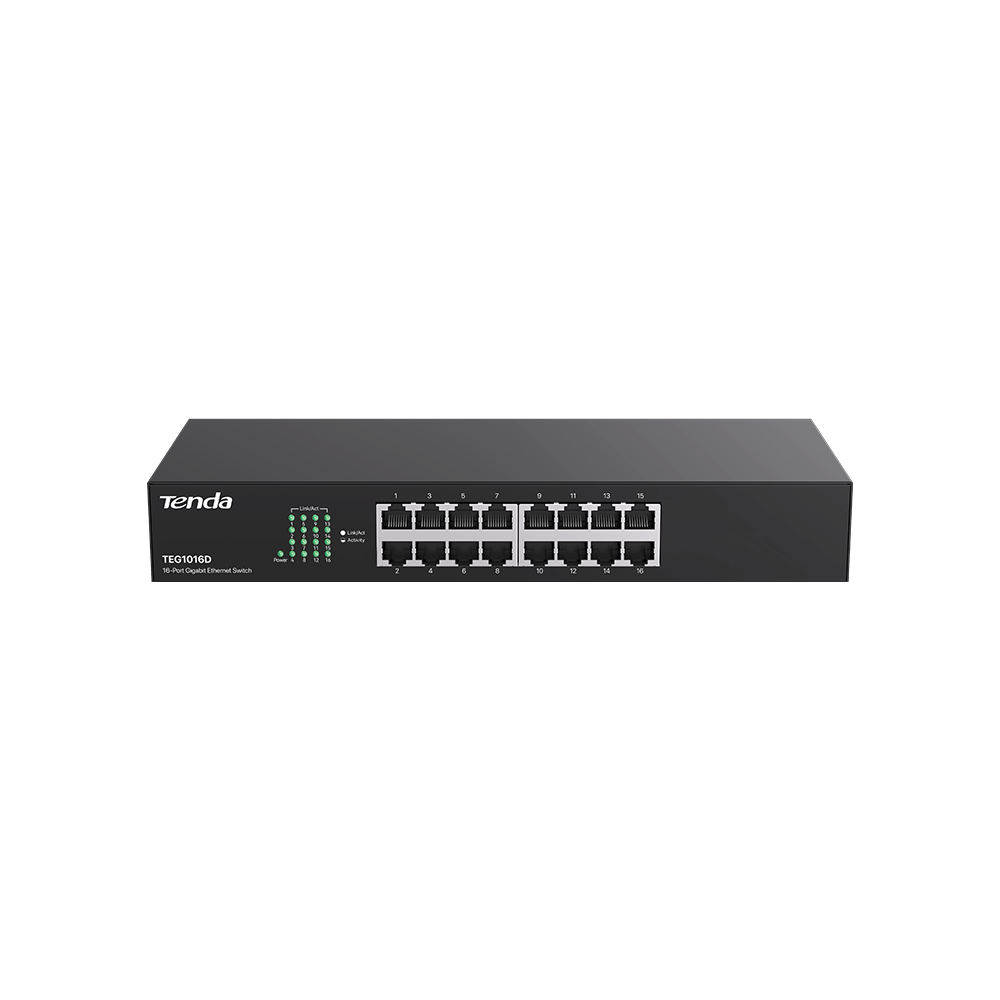 Коммутатор Tenda TEG1016D 16-port Gigabit Ethernet черный