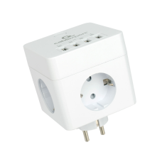 Сетевой фильтр Cablexpert Cube CUBE-4-U4-W, 4 р, 16А, 4хUSB, ур.защиты 2+, коробка белый