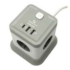 Сетевой фильтр Cablexpert Tower, TWR-4-CU2-W-2, 4р, 10А, 1xType-C PD, 20Вт, 2хUSB, 2м, защ. 2+ белый