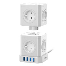 Сетевой фильтр Cablexpert Tower TWR-9-U4-W-2, 9р, 16А, 4хUSB, 3.1А, 2м, ур.защиты 4+, коробка белый