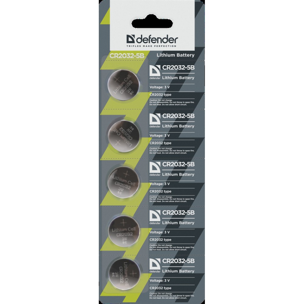 Элемент питания Defender CR2032 - 5 штук в блистере