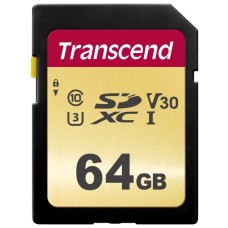 Карта памяти SD 64GB Class 10 U3 Transcend TS64GSDC500S