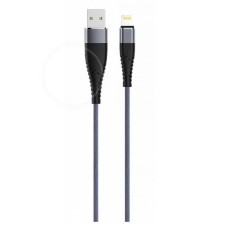 Кабель Olmio Solid, USB 2.0 - lightning, 1.2м, 2.1A, усиленный, цвет титановый