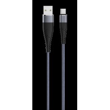 Кабель Olmio Solid, USB 2.0 - Type-C, 1.2м, 2.1A, усиленный, цвет титановый