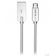 Кабель Olmio Steely, USB 2.0 - microUSB, 1.2м, 2.1A, серый