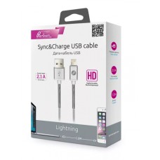 Кабель Olmio HD, USB 2.0 - lightning, 1.2м, 2.1A, белый
