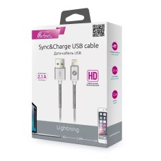 Кабель Olmio HD, USB 2.0 - lightning, 1.2м, 2.1A, белый