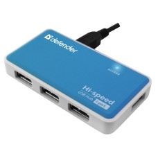 Разветвитель Defender Quadro Power USB2.0, 4 порта HUB, блок питания 2A