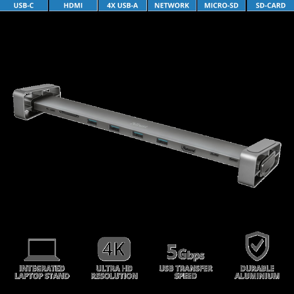 Разветвитель Trust Dalyx Aluminium 10-in-1 USB-C Разветвитель Trust Dalyx Aluminium 10-in-1 USB-C
