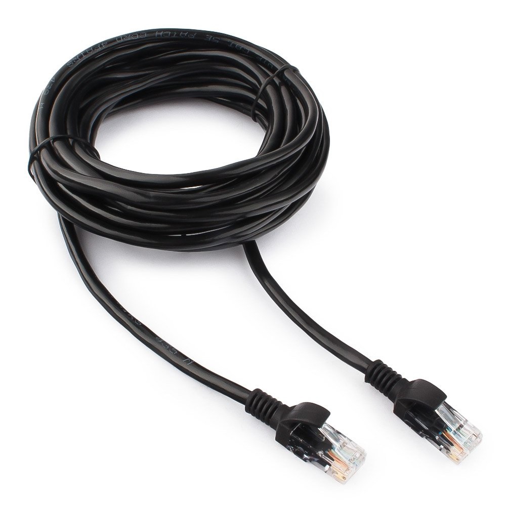 Патч-корд UTP Cablexpert PP12-5M/BK кат.5e, 5м, литой, многожильный (чёрный) Патч-корд UTP Cablexpert PP12-5M/BK кат.5e, 5м, литой, многожильный (чёрный)