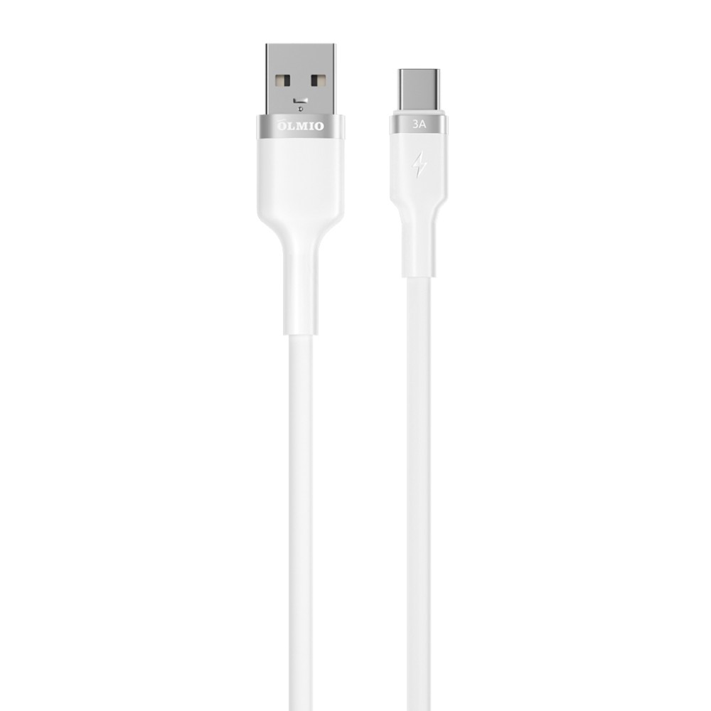 Кабель Olmio Rapid USB 2.0 - Type-C 1.2, 3A белый Кабель Olmio Rapid USB 2.0 - Type-C 1.2, 3A белый