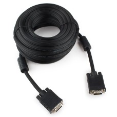 Кабель VGA Premium Cablexpert CC-PPVGA-10M-B, 15M/15M, 10м, черный, двойной экран, феррит.кольца, па