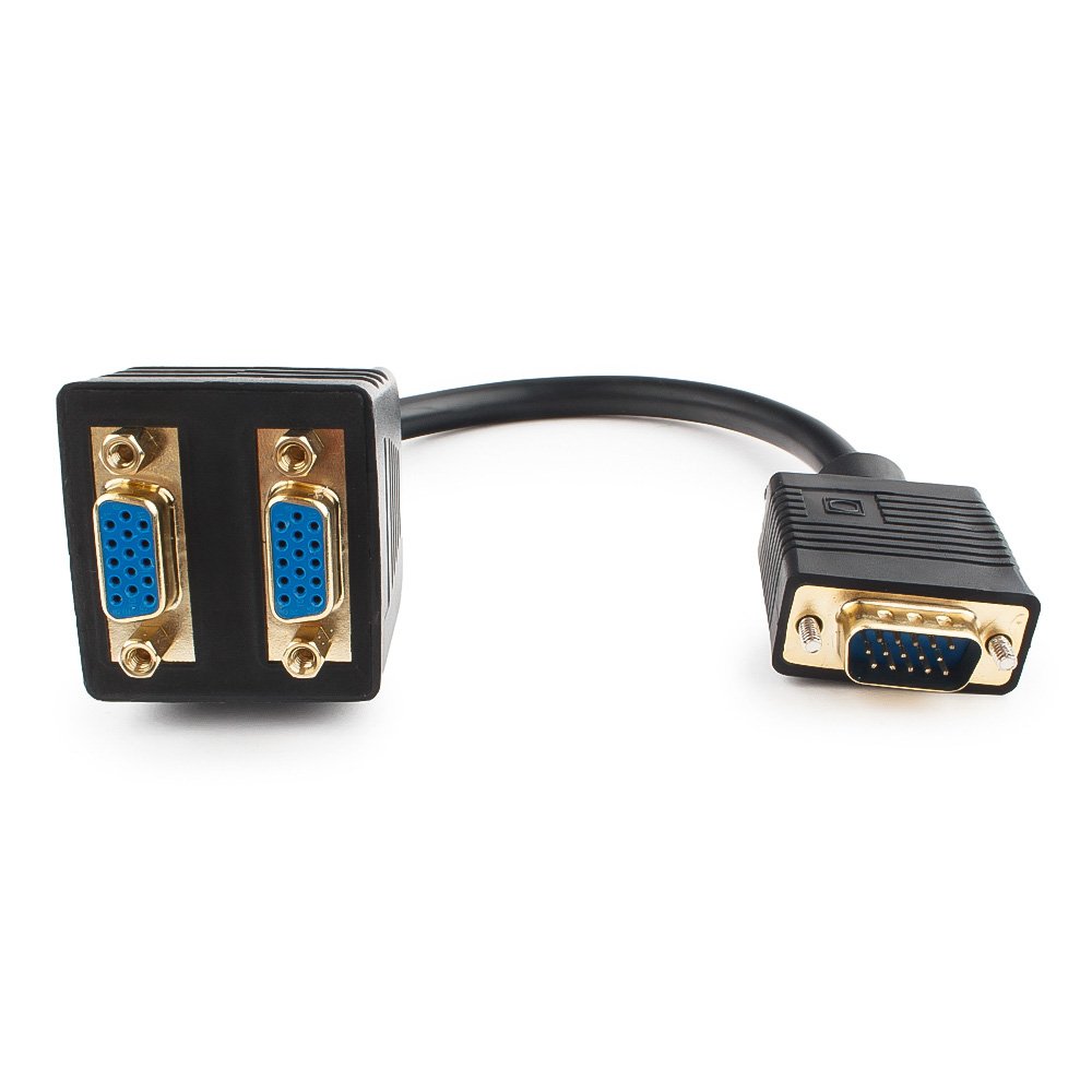 Разветвитель VGA Cablexpert CC-VGAX2-20CM, HD15M/2x15F, 1 компьютер - 2 монитора Разветвитель VGA Cablexpert CC-VGAX2-20CM, HD15M/2x15F, 1 компьютер - 2 монитора