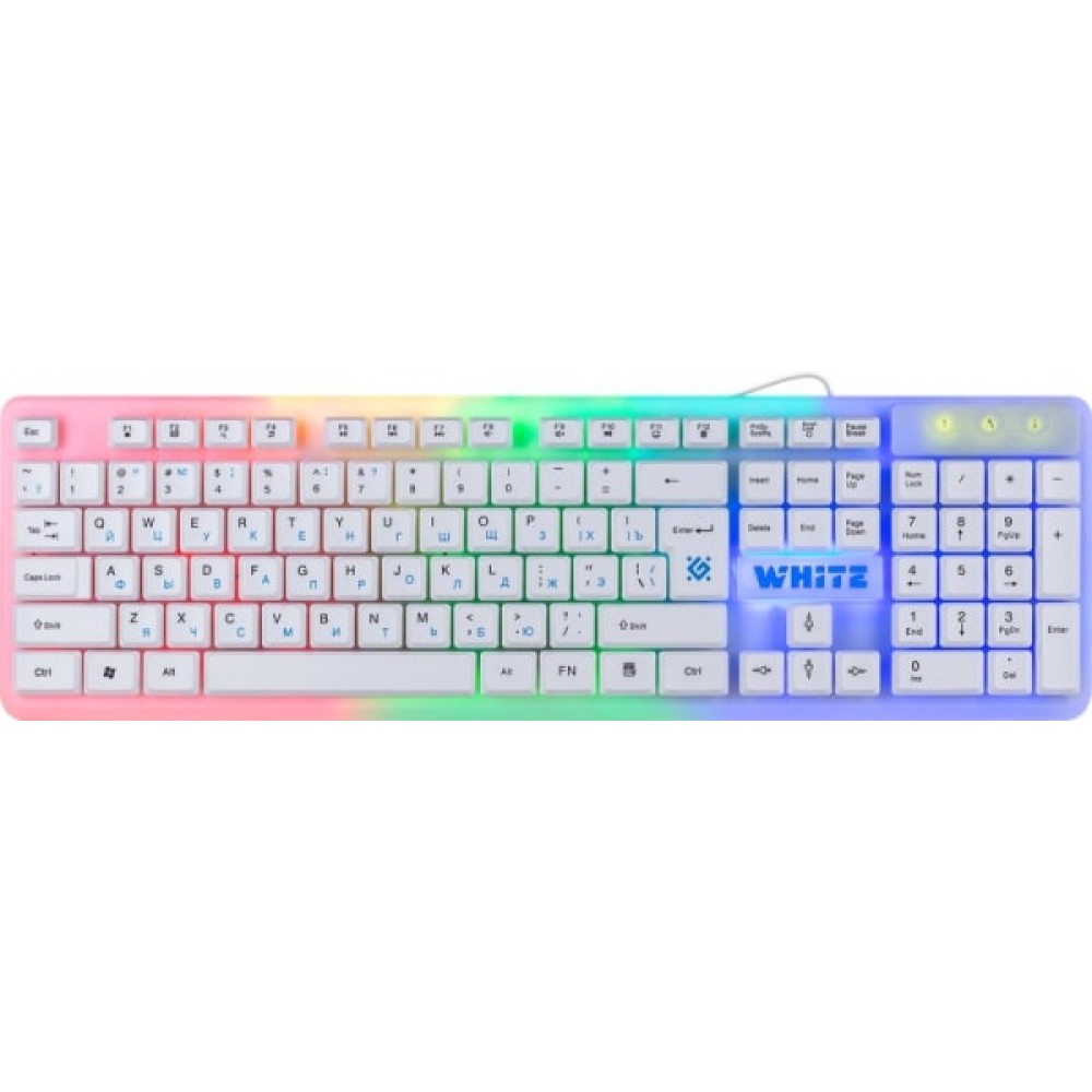 Клавиатура проводная Defender White GK-172 RU,радуж. подсветка,104 кнопки Клавиатура проводная Defender White GK-172 RU,радуж. подсветка,104 кнопки