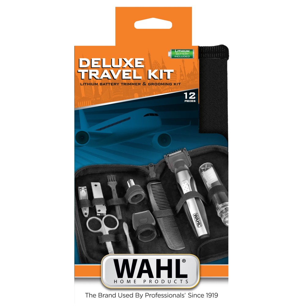 Триммер для усов и бороды Wahl Travel Kit Deluxe черный-серебро