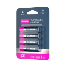 Элемент питания LR6 AA Olmio Alkaline LR6 - 4штуки в упаковке Элемент питания LR6 AA Olmio Alkaline LR6 - 4штуки в упаковке