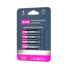 Элемент питания LR03 AAA Olmio Alkaline LR03 - 4 штуки в упаковке