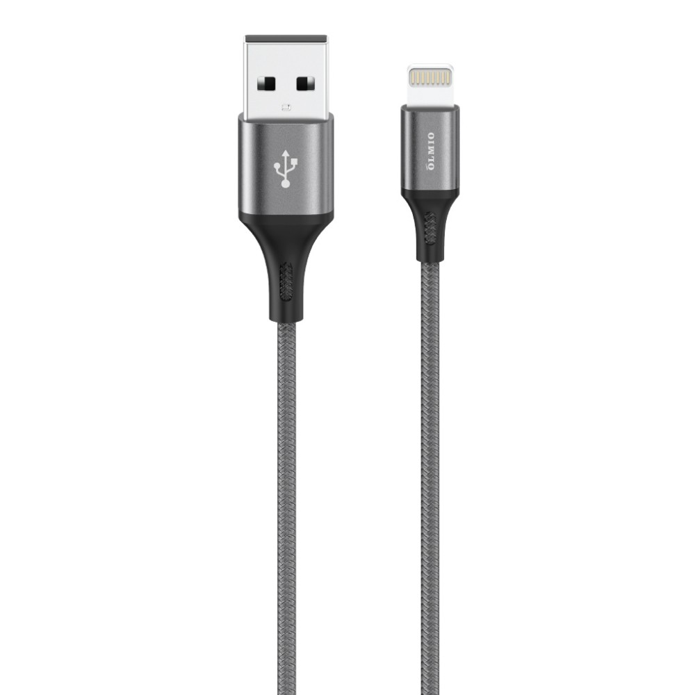 Кабель Olmio BASIC, USB 2.0 - lightning, 1.2м, 2.1A, текстильная оплетка, серый Кабель Olmio BASIC, USB 2.0 - lightning, 1.2м, 2.1A, текстильная оплетка, серый