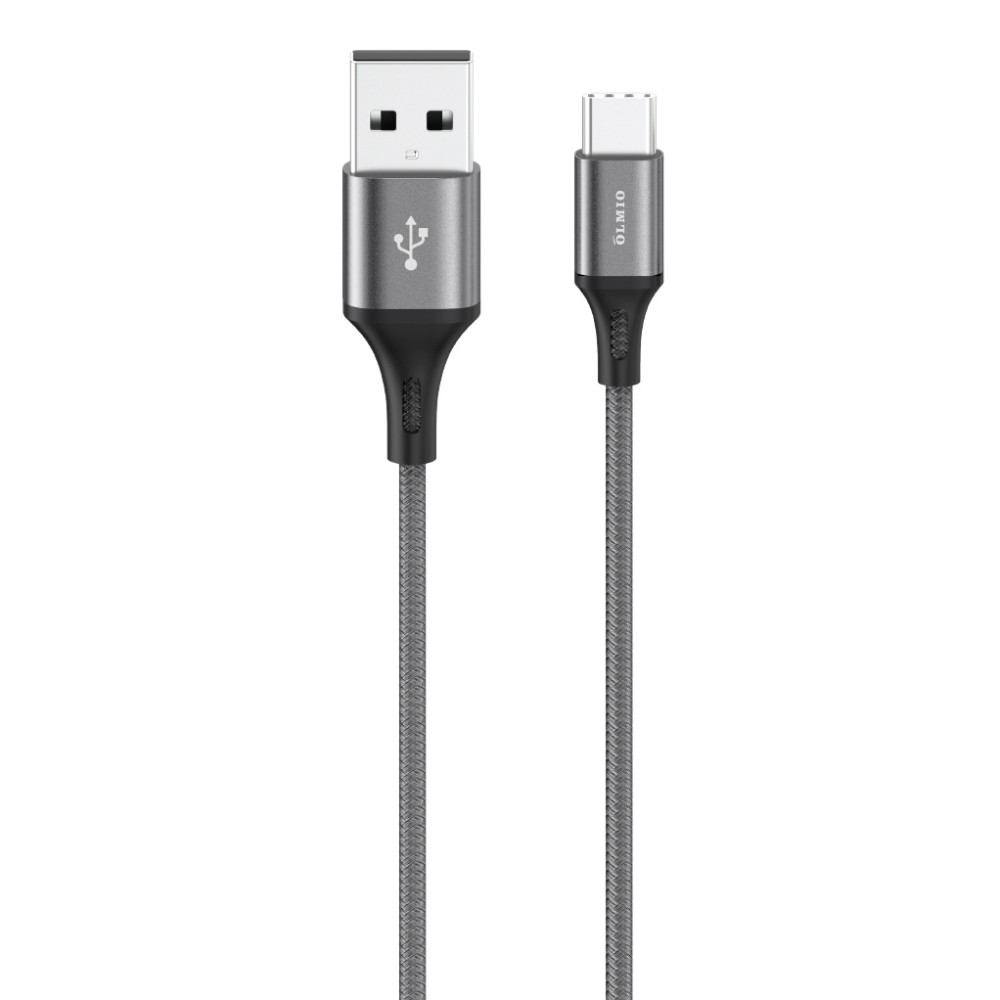 Кабель Olmio BASIC, USB 2.0 - Type-C, 1.2м, 2.1A, тканевая оплетка, белый Кабель Olmio BASIC, USB 2.0 - Type-C, 1.2м, 2.1A, тканевая оплетка, белый