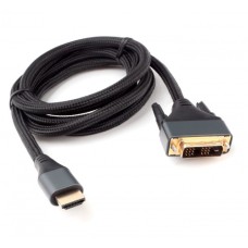 Кабель HDMI-DVI Cablexpert CC-HDMI-DVI-4K-6, 4K, 19M/19M, 1.8м, single link, нейлоновая оплетка, мет