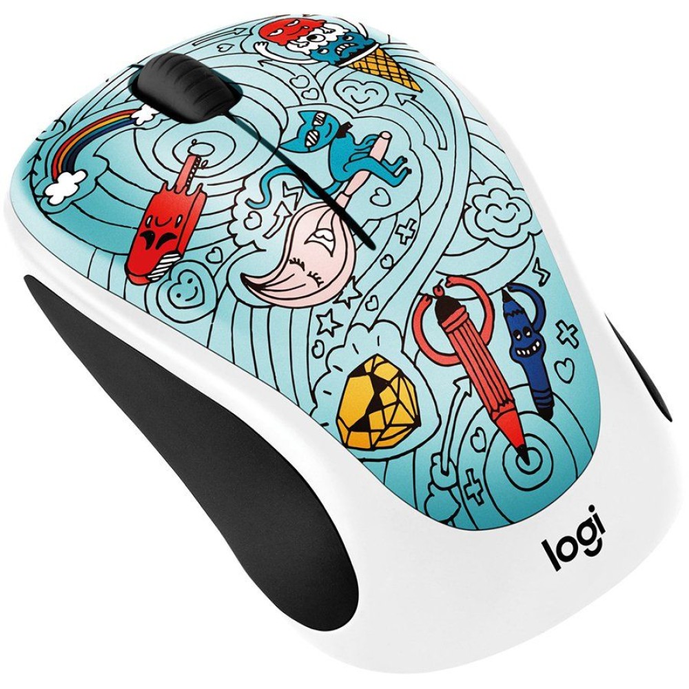 LOGITECH M238 Wireless Mouse - Doodle Collection - BLUE