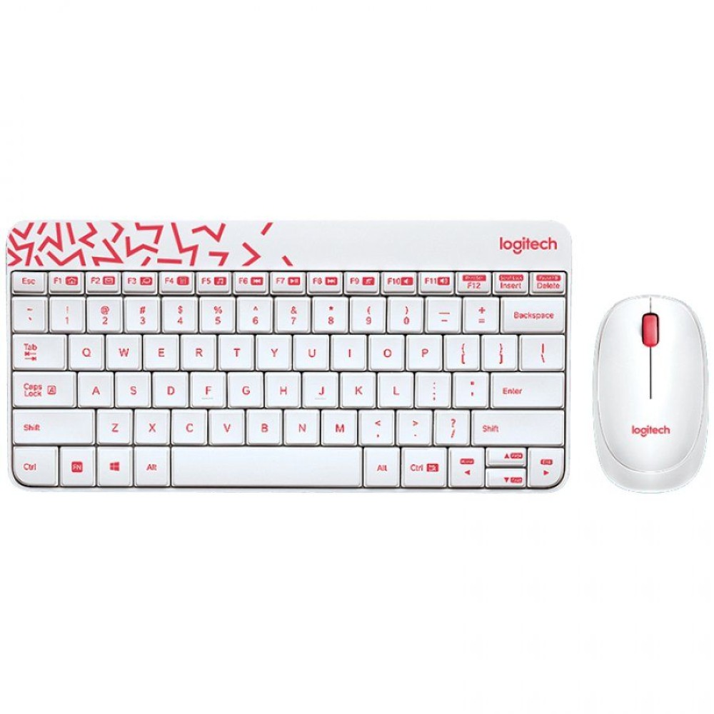 LOGITECH MK240 Nano Wireless Combo - WHITE/VIVID RED - RUS