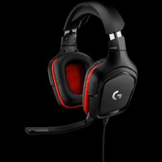 LOGITECH G332 Wired Gaming Headset - LEATHERETTE - BLACK/RED - 3.5 MM