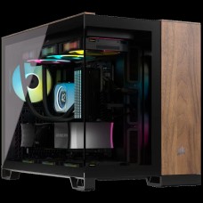 CORSAIR 2500X Micro ATX Dual Chamber PC Case - Black/Walnut Wood