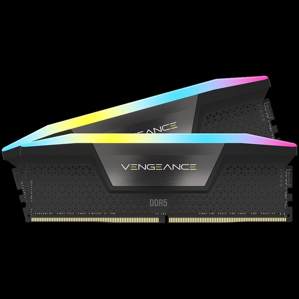 Corsair DDR5, 6000MT/s 32GB 2x16GB DIMM, Unbuffered, 36-36-36-76, Std PMIC, XMP 3.0, VENGEANCE RGB DDR5 Black Heatspreader, Black PCB, 1.35V, EAN:0840006693239