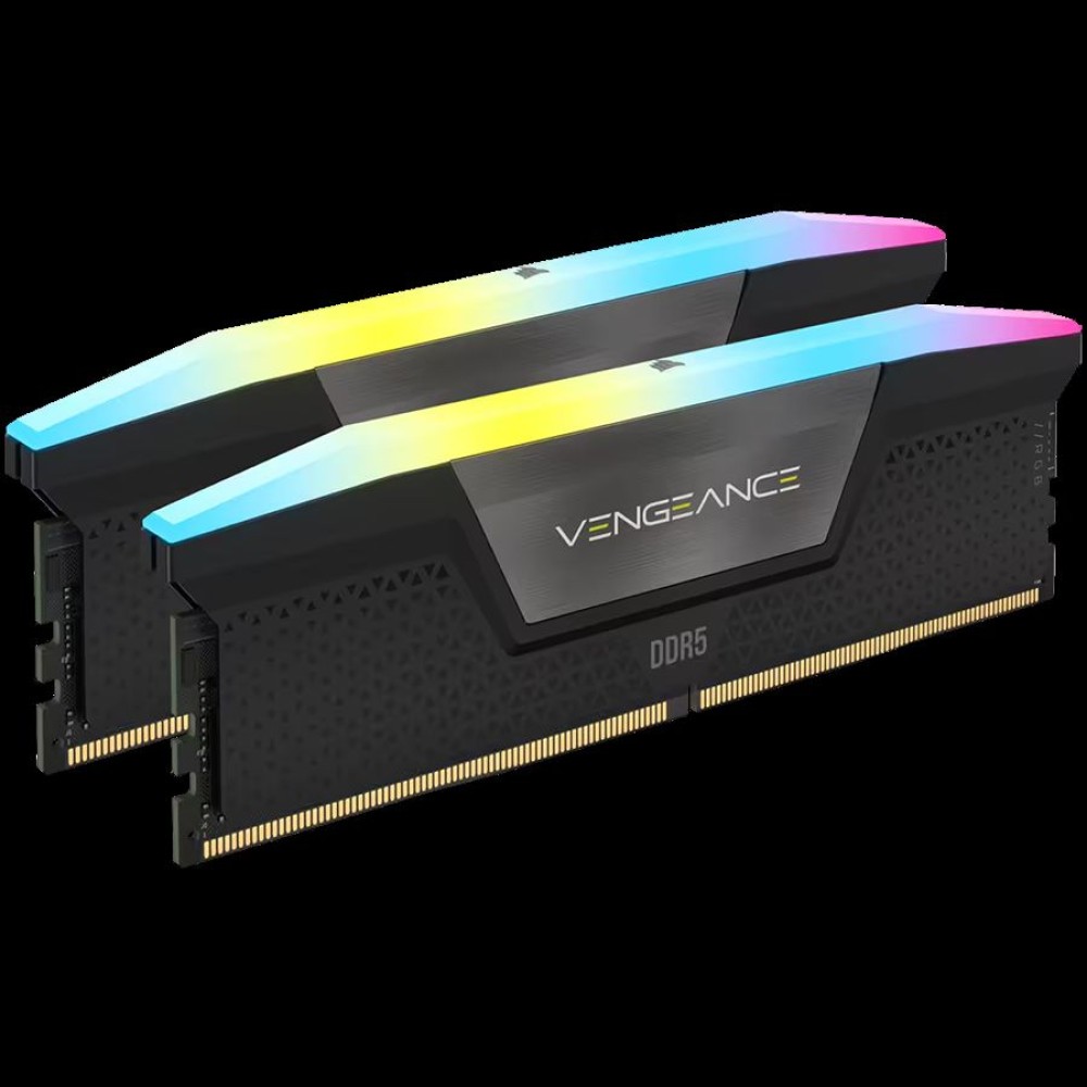 Corsair DDR5, 5200MT/s 48GB 2x24GB DIMM, Unbuffered, 38-38-38-84, XMP 3.0, VENGEANCE RGB DDR5 Black Heatspreader, RGB LED, 1.25V, EAN:0840006664970