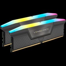 CORSAIR DDR5, 6000MT/s 64GB 2x32GB DIMM, 40-40-40-77, Std PMIC, AMD EXPO, VENGEANCE RGB DDR5 Cool Grey Heatspreader, RGB LED, 1.35V