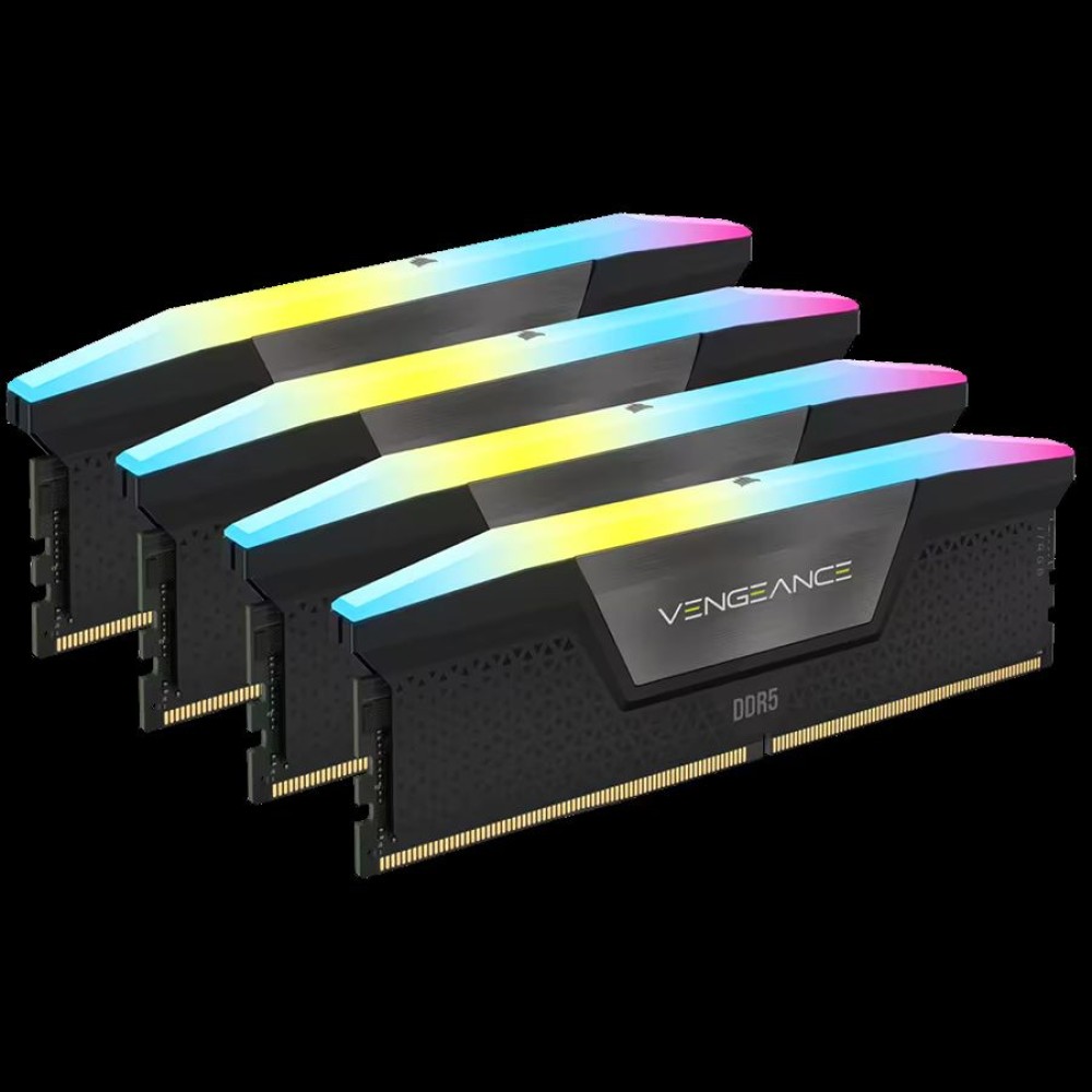 Corsair DDR5, 6400MT/s 64GB 4x16GB DIMM, Unbuffered, 32-40-40-84, Std PMIC, XMP 3.0, VENGEANCE RGB DDR5 Black Heatspreader, 1.4V, EAN:0840006665434